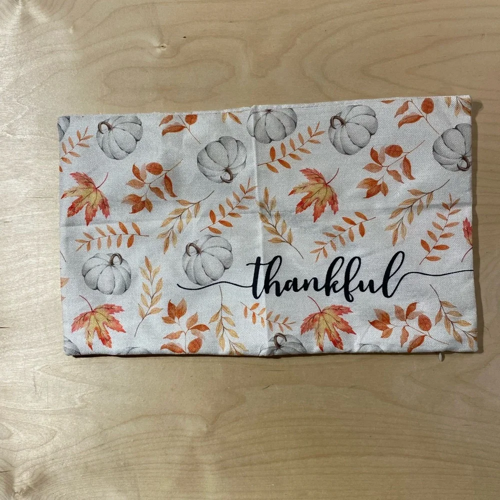 Thankful Autumn Themed Pillow Cover (FC)